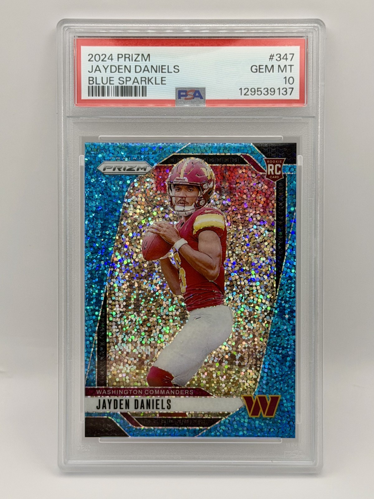 2024 Prizm Jayden Daniels #347 Blue Sparkle /96 PSA 10 Commanders Rookie RC SSP