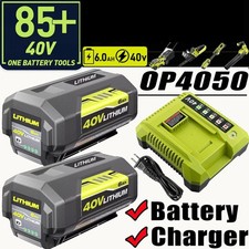 Pack 6.0Ah Replacement for Ryobi 40V Lithium OP40602 Battery With LED Charger