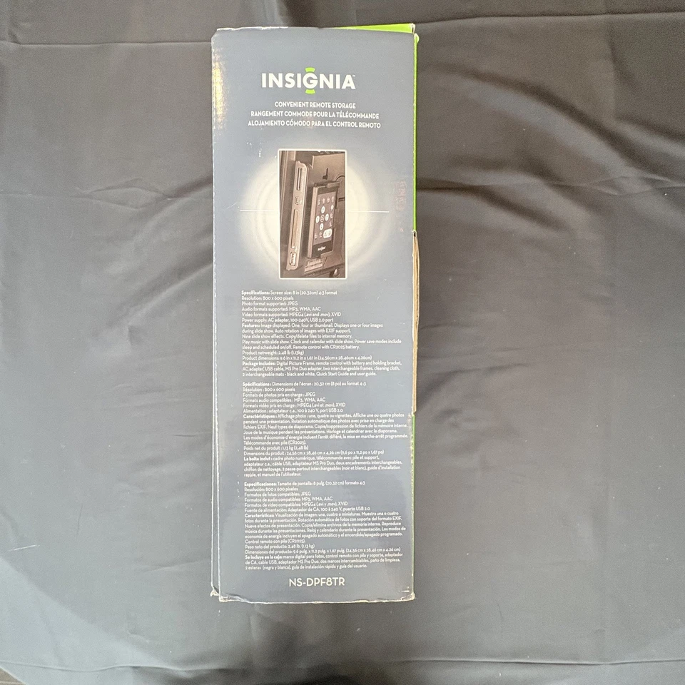 Insignia 8”Digital Picture Frame 4:3 Black 1GB Internal MemoryOpen Box NS-DPF8TR - Image 3 of 4