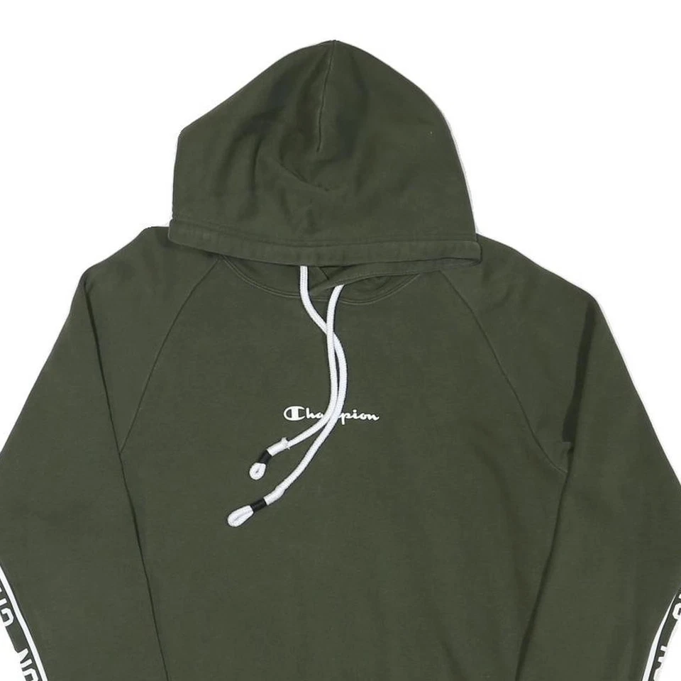 CHAMPION Homme Sweat à Capuche Vert Taille S Pull Coton Mélangé Ruban Manche - Photo 2/4
