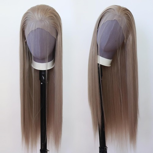 Ash Blonde Wig Long Straight Honey Blonde Brown Synthetic Lace Front Wigs Pre... - Picture 5 of 9