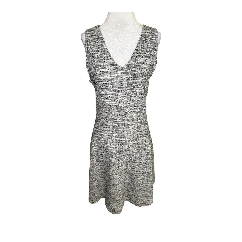 Vestido Gilli Mujer Mediano Tweed Sin Mangas Cuello en V Negro Blanco Carrera Fiesta Foto 2 de 4