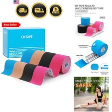 Regular Kinesiology Tape 4 Pack, Cotton Athletic Tape for Support Muscle Joi...