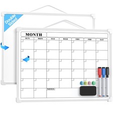MaxGear Monthly Calendar Dry Erase Board for Wall, 16"x12" 16"x12", White