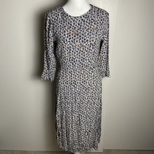 Loft Dress Womens Floral Midi 3/4 Sleeve Lined Rayon Crewneck Size 4