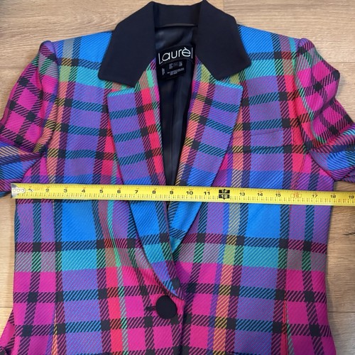 Vintage Laurel Escada 100% Wolle Blazer Jacke bunt kariert Größe 34 - Bild 5 von 8