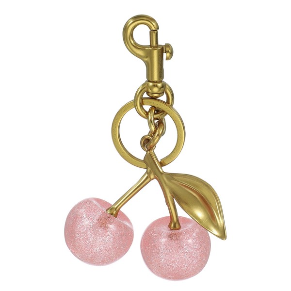 Kirsch-SchlüSselanhäNger TaschenanhäNger Mit SchlüSselring Und Clip, Pink-Gold-image