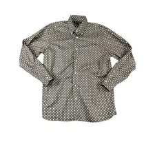 men's brown geometric Cremieux M long sleeve dress shirt excellent condition 