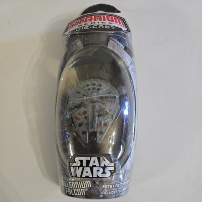 2006 Star Wars Battle Ravaged Millennium Falcon Titanium Die Cast Hasbro Micro