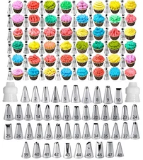 Cake Decorating Tips and Icing Piping Tips Coupler With 48pcs Piping Tips Ins...