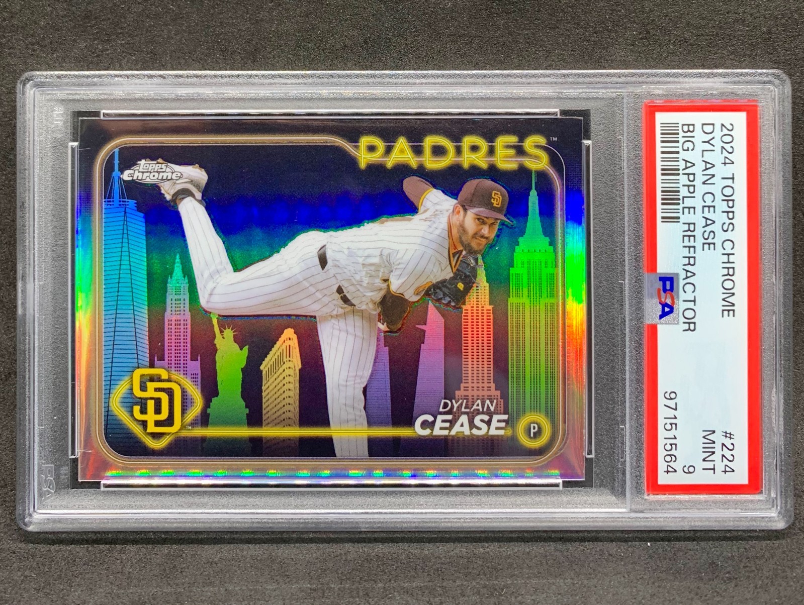 2024 Topps Chrome DYLAN CEASE Big Apple Refractor Case Hit SP #224 Mint PSA 9