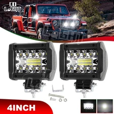Pair 4" 21000LM LED Work Light Bar Spot Pods Fog Lamp Offroad Driving Truck ATV