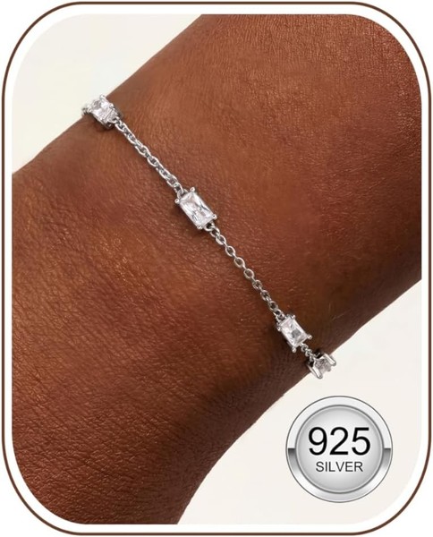 Silber Armband 925 FüR Damen MäDchen Hypoallergen Einstellbar Geburtstag-image