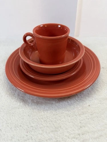 Vintage Fiesta Ware Persimmon - 4 Piece Place Setting - Plates, bowl and mug