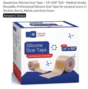 Gauze Care Silicone Scar Tape 1.6" x 150" Hypoallergenic Waterproof Flexible