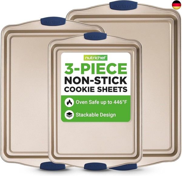 Nutrichef 3-Teiliges Antihaft-Backblech-Set – Premium-Backbleche Aus K-image