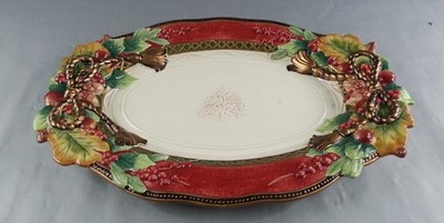 Fitz Floyd Holiday Solstice Platter Christmas Wall Hang Oval