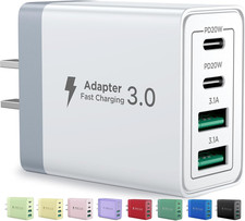 40W USB C Fast Charger Block 4 Port Dual USB C Dual USB A Wall Adapter