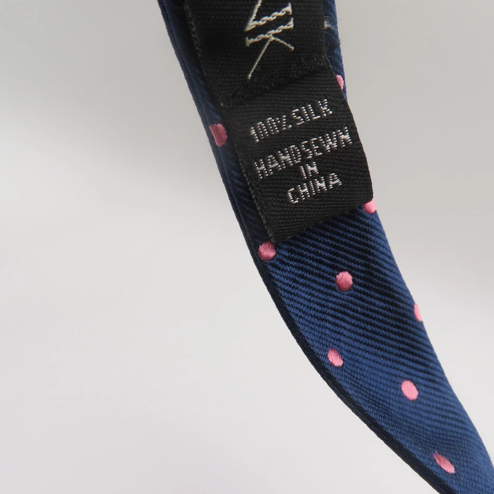 Jos A Bank Pajarita Seda Azul Rosa Lunares 2.5" Ancho Corbata Auto Foto 4 de 4