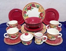 Pier 1 Mosaic Fruit Dinnerware Set for 4 (20 Piece) Plus Creamer & Sugar