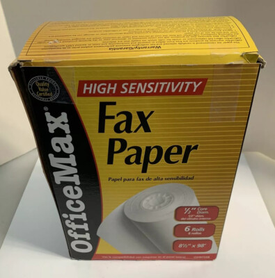Office Max Fax Paper 6 Rolls 8 ½  Wide x 98 Feet Long Fax Machine OM97258