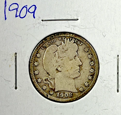 1909 Barber Quarter : Very Good   VG +
