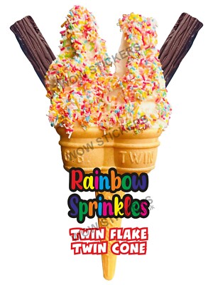 Eiswagen Aufkleber Rainbow Sprinkles Twin Cone Twin Flake Anhänger Decals