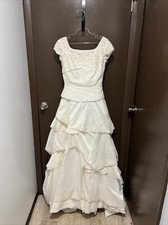 Size 8 Jasmine Collection Ivory Cap Sleeves Bridal Gown Wedding Dress NWT