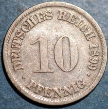 Germany Empire 10 Pfennig 1899 D Wilhelm II KM# 12