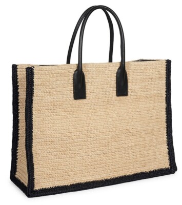 Yves Saint Laurent YSL Rive Gauche Large Raffia Tote Beige / Sand