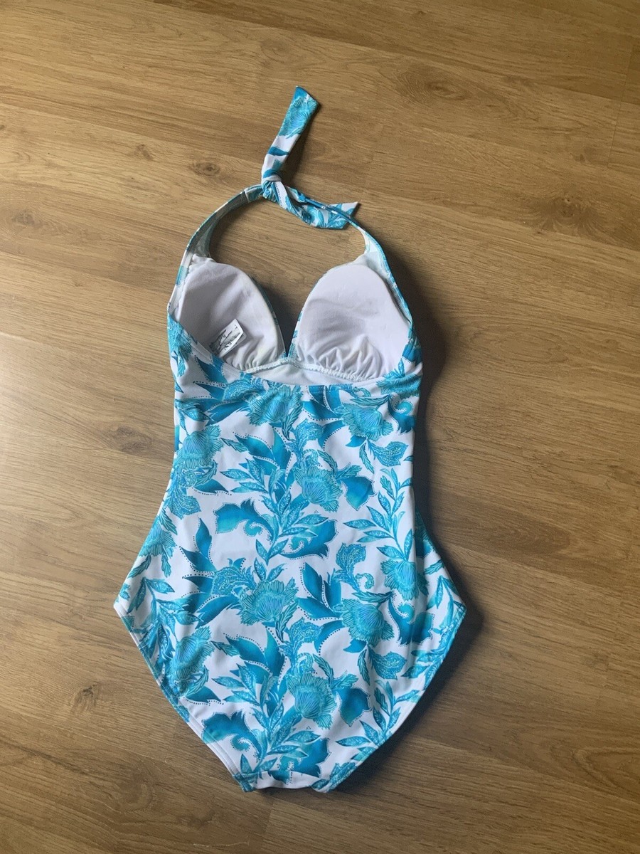 Ladies Debenhams Blue Halter-neck Swimming Costume Size 10 UK