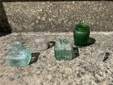 5  Mixed ANTIQUE GLASS SHEER NECK VICTORIAN INK BOTTLES Preston Salts