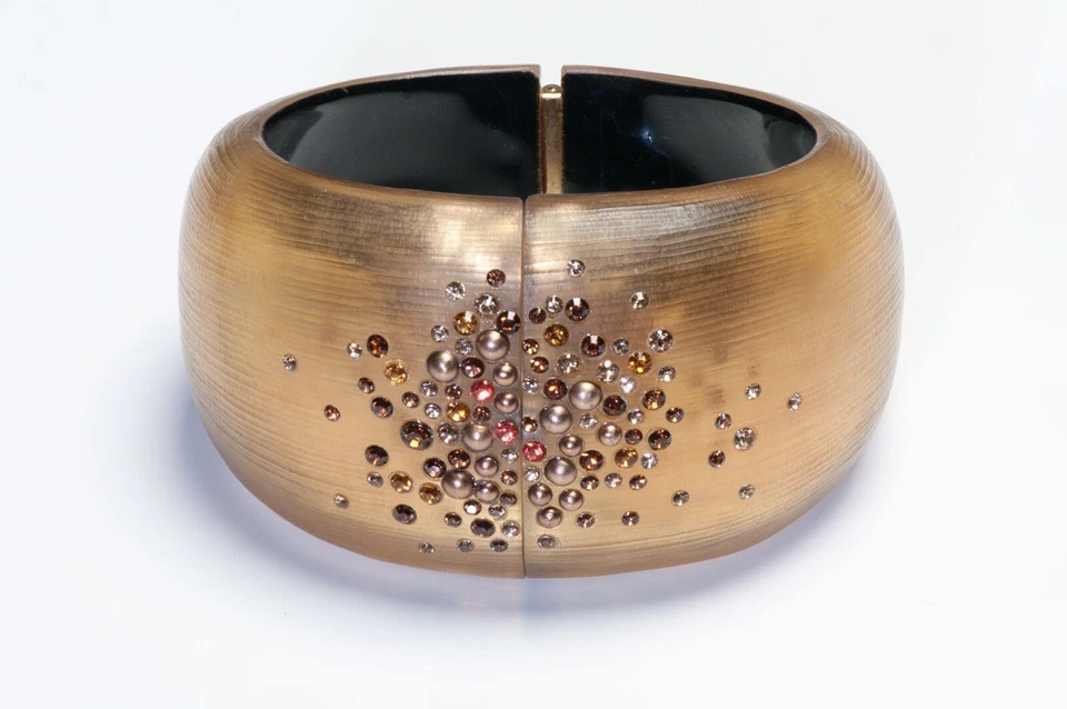 Браслет Alexis Bittar широкий коричневый люцит кристалл жемчуг