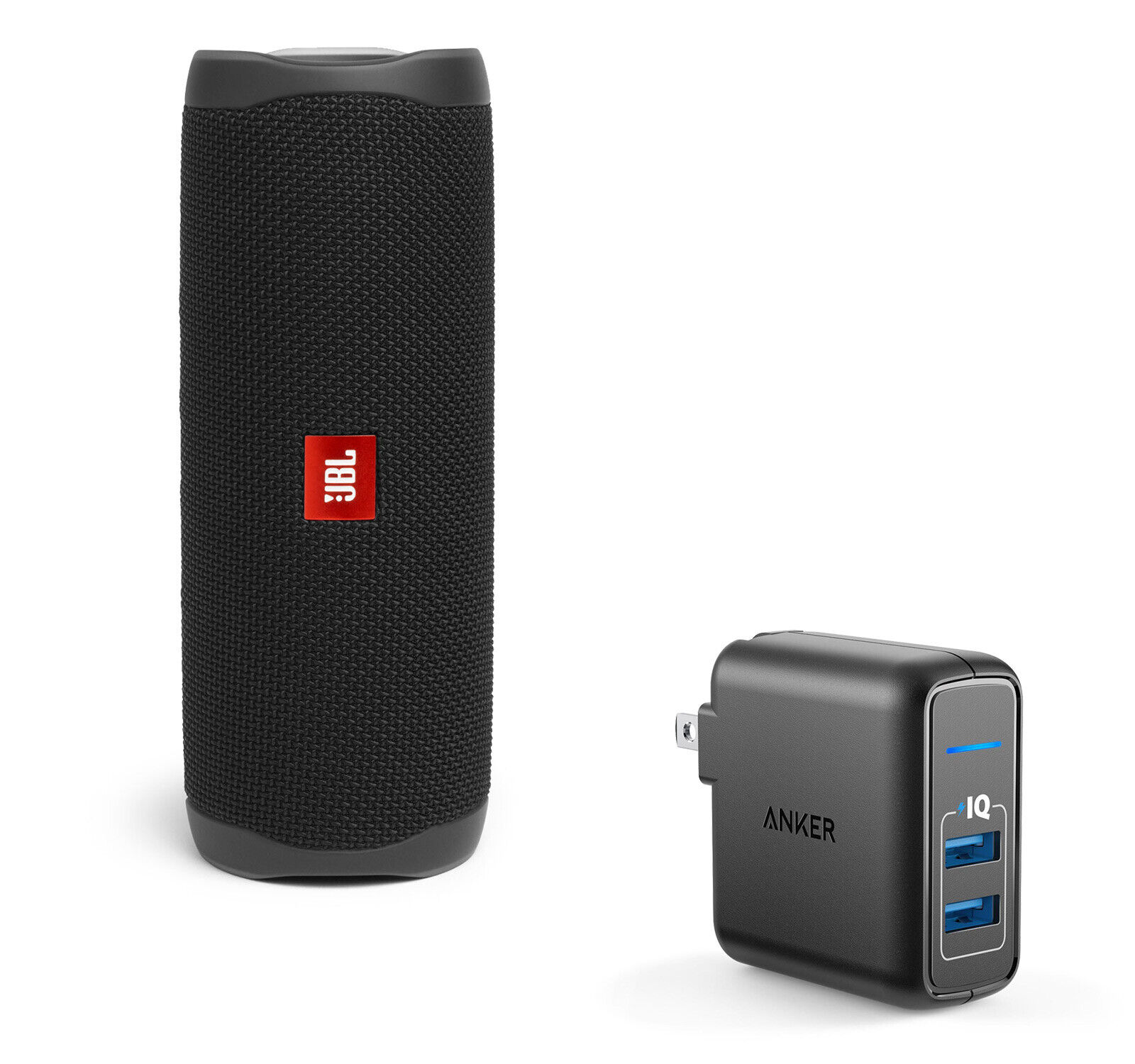 JBL Flip 5 Black Portable Bluetooth Speaker w/Wall Charger