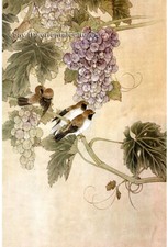 Chinese 100 real natural silk thread,su hand embroidery kits:birds grapes 11.5"