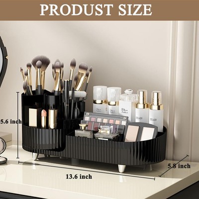 Makeup Organizer Vanity 360 Rotating Plastic Makeup Brush Holder Large Lipstick