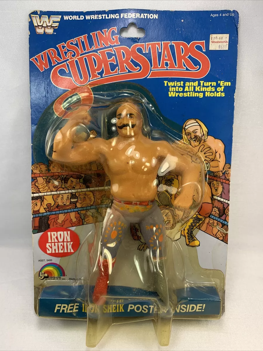 VINTAGE WWF LJN Wrestling Superstars MOC Iron Sheik Crack Bubble