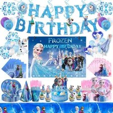 Theme Frozen Princess Birthday Elsa Decorations Banner Supplies Party Plate Cup 