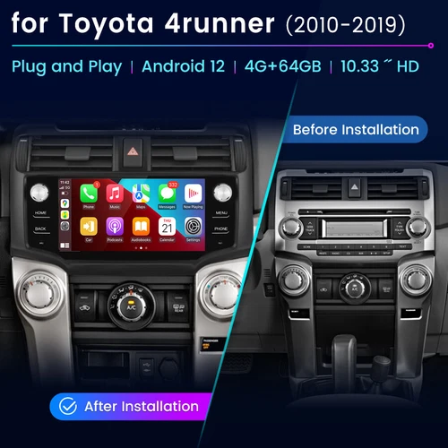 4+64G Car Stereo Radio Android Carplay GPS Navi BT For Toyota 4runner 2010-2019 - Picture 2 of 11