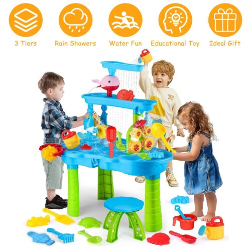 Kid Sand Water Table Toddler Water Activity Table Rain Showers Play Table Toy