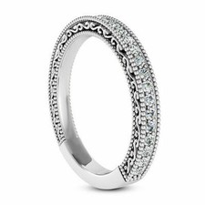0.37Ct White Round Cut Stone Engagement Wedding Band Ring 925 Sterling Silver