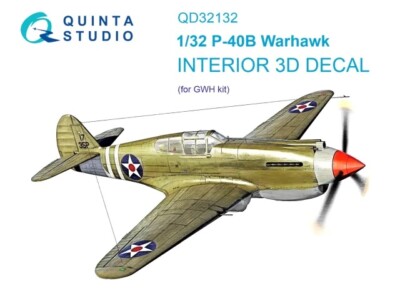 1/32 Quinta 3D Interior Decal #32132 P-40B Warhawk for Great Wall Kit