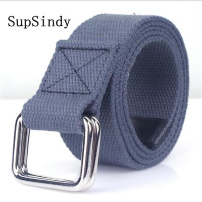 Men Belt Plus Size To 55inch Canvas Big and Tall Khaki D Ring Cotton Casual Belt
