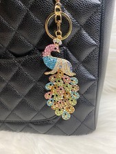 peacock Keychain Bag Charm Purse Handbag Charm Bling Rhinestones New