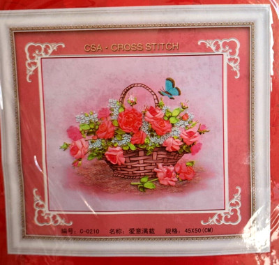 DIY 3D Ribbon Stitch Embellished Embroidery Kit - Flowers R024