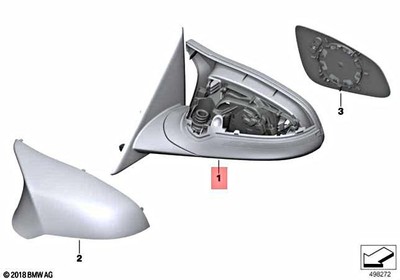 Genuine BMW M2 F87 M Exterior Mirror without Glass Heated Left 