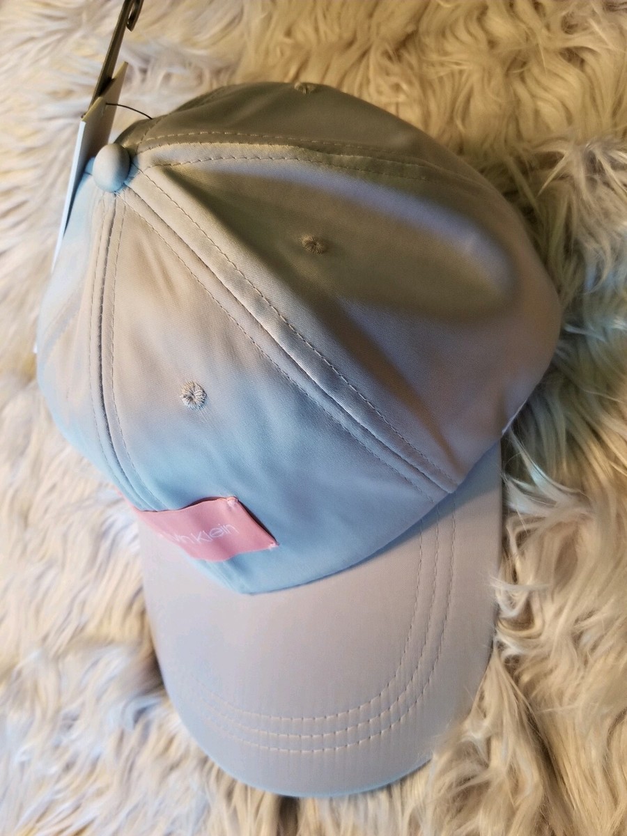 NWT Womens Calvin Klein Hat Baseball Cap Light Gray Pink 