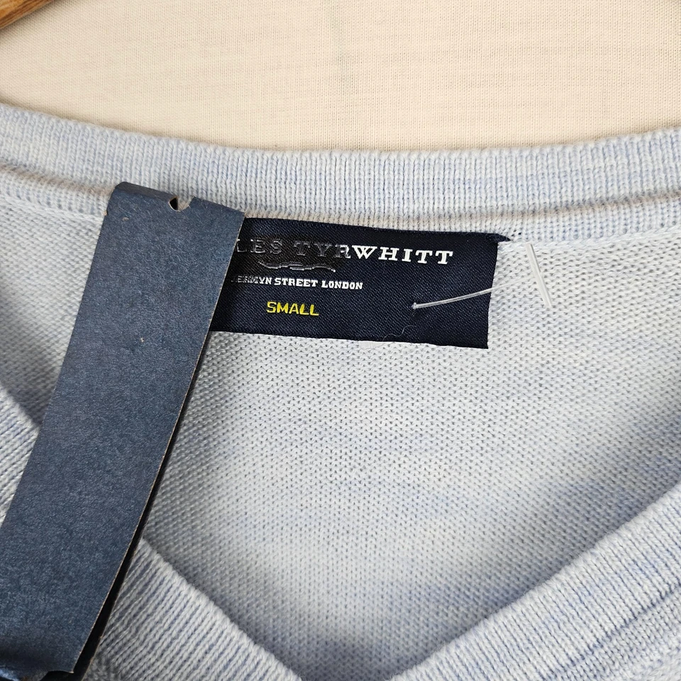 Jersey Charles Tyrwhitt Para Hombres Azul Claro Pura Lana Merino Cuello en V Nuevo con Etiquetas Foto 4 de 4