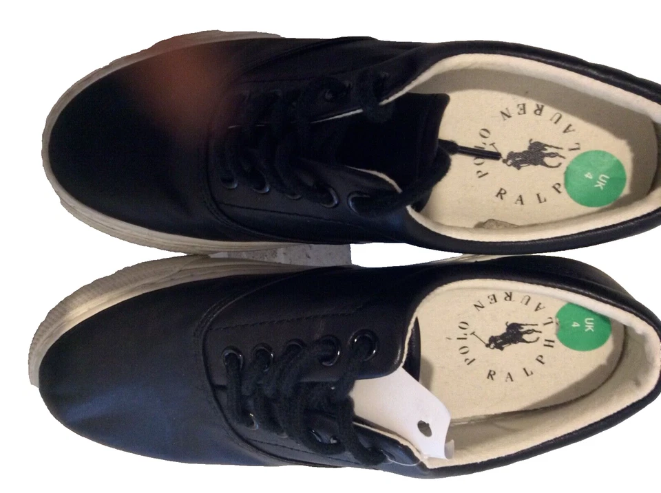 Polo Ralph Lauren Trainers Children BRYN 13297  Size 4 Girls Boys Black Leather - Image 2 of 4