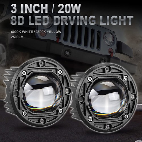 2x 3" LED Work Light Bar Flush Mount Yellow White Spot Fog Offroad Driving 4WD - Picture 3 of 11